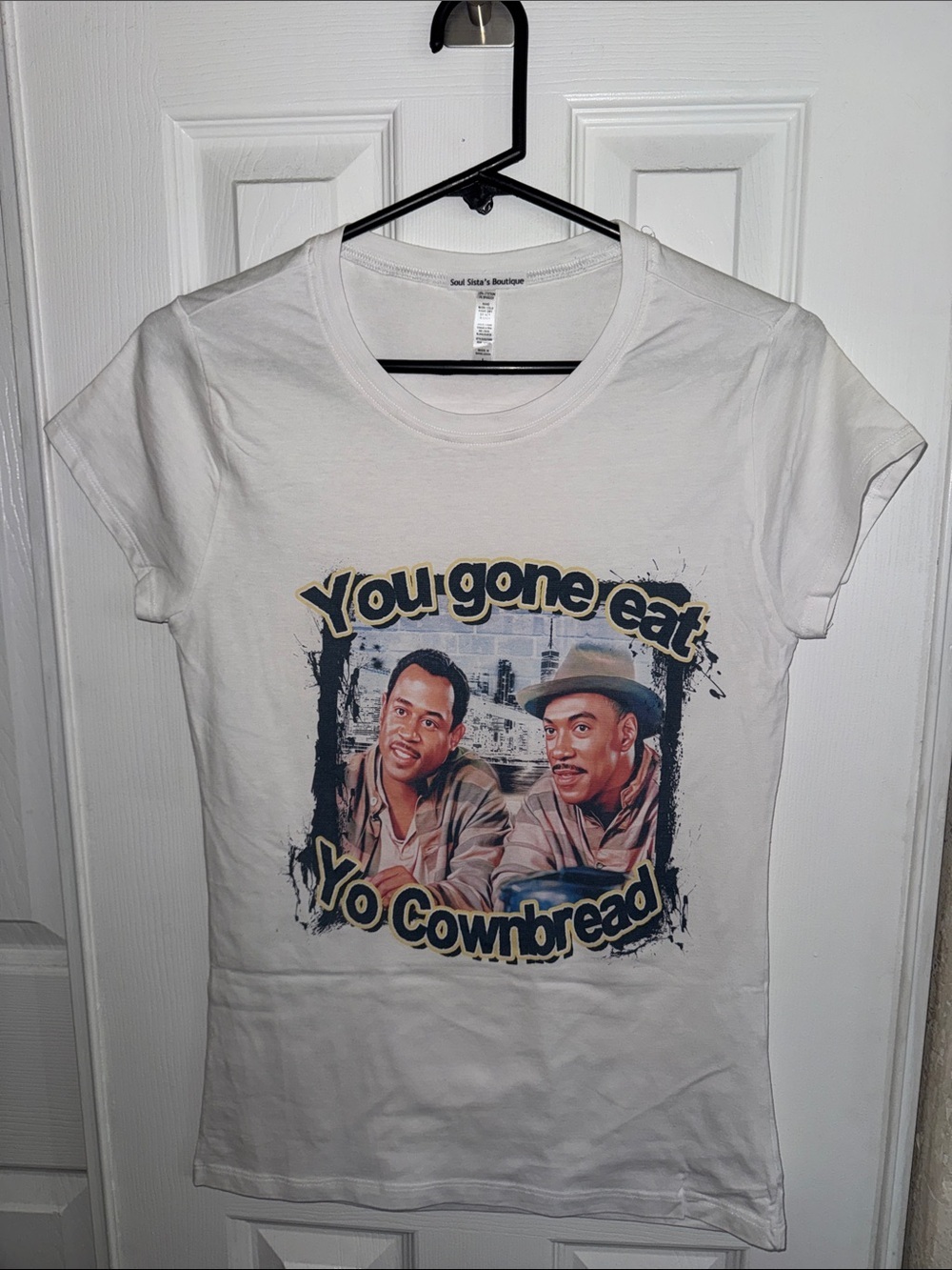 White Graphic Tee - "You Gone Eat Yo Cornbread" - Picture 1 of 5